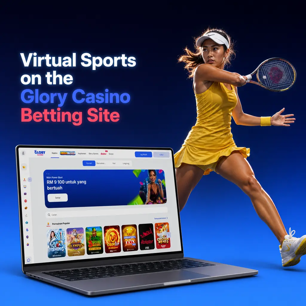 Virtual football, horse racing, tennis and basketball betting options on Glory Casino's site for Malaysia players, with round the clock odds
